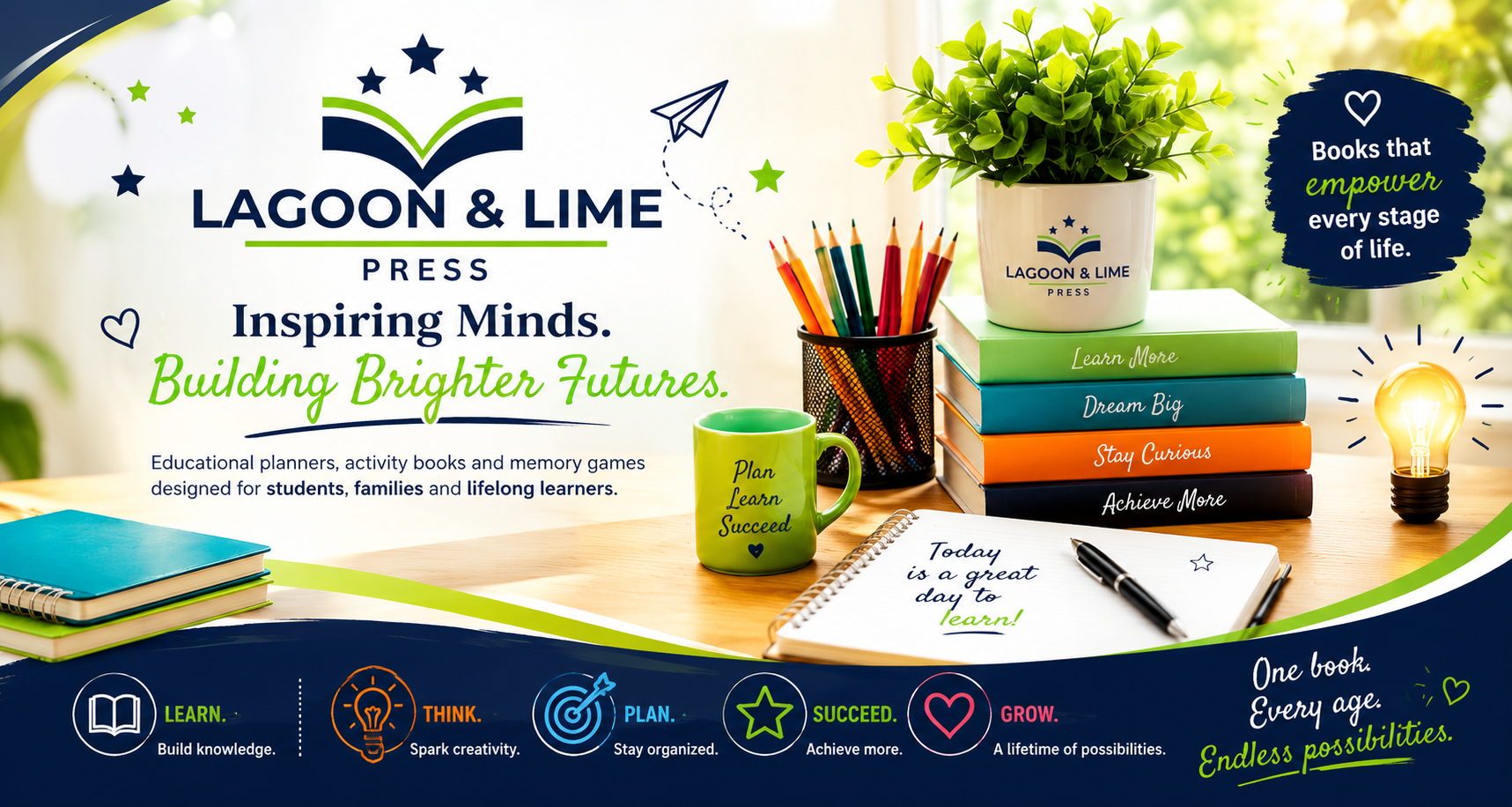 Lagoon & Lime Press kids activity books and homework planners banner